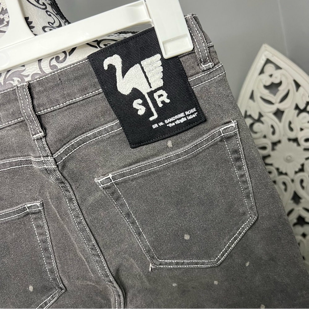 Free People x Sandrine Rose Polka Grey Medium Skinny Jean Size 26 NWT Boho - Picture 13 of 16